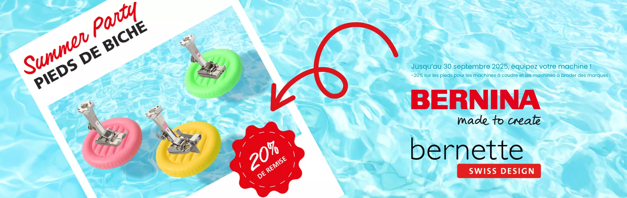 20% de remise sur les pieds Bernina et Bernette